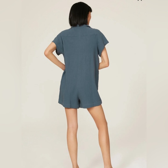 Hatch Lenora Grey Blue Maternity Romper Size 1 - Picture 3 of 7